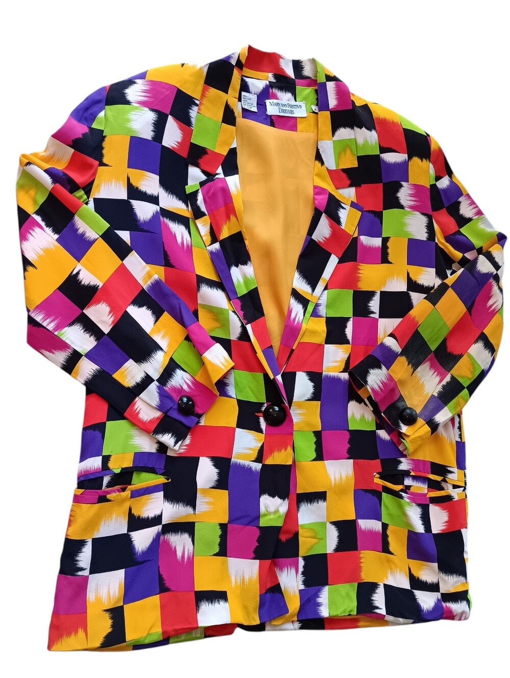Vintage Silk Blazer & Top Set Bold Colorblock 80s 90s By MaryAnn Restivo